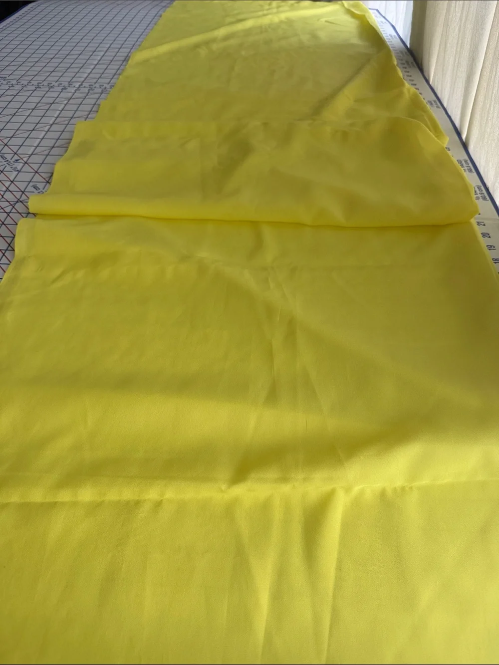 Vintage Lemon Yellow Formal Dress Fabric 4 Yards x 42 Polyester Crepe Evening